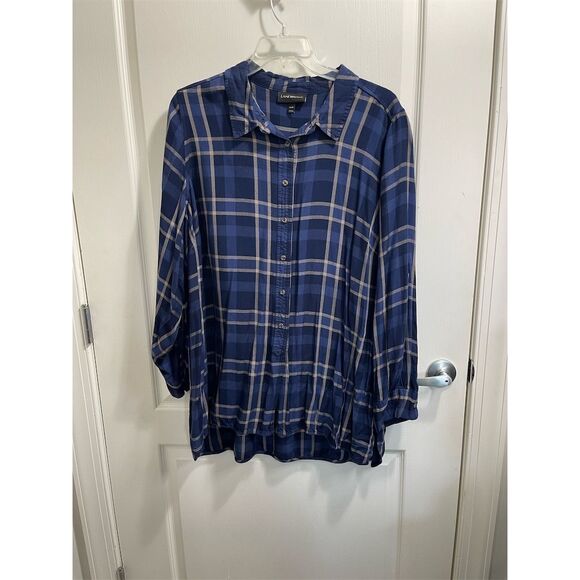 Lane Bryant Tops - Lane Bryant Women's Plus Size 26 Plaid Tunic Blue Tan Casual